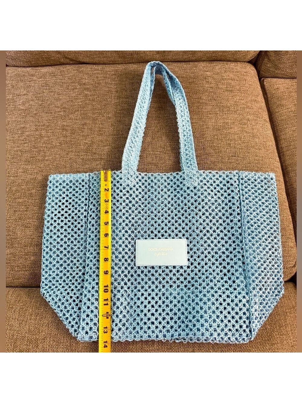Dolce & Gabbana Light Blue Mesh Beach Tote Bag Blue New Authentic - Picture 11 of 11